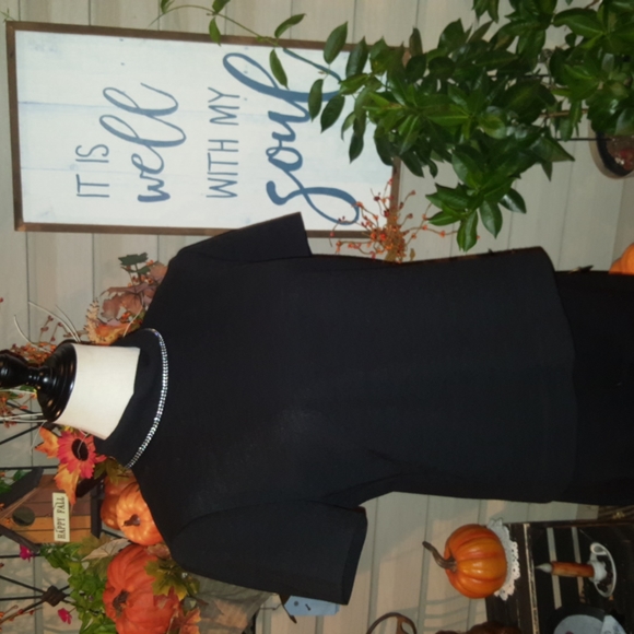 RARE Vintage Professionally Tailored Elegant Rhinestone Neckline Black Tie Top S - Picture 1 of 16